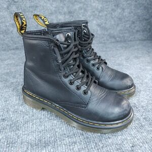 Dr Martens Boots Boy's Size 13 Black Leather Laced Up Side Zipper Air Wair